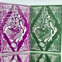 Floral 2 Deck Set GREEN PURPLE Playing Cards
