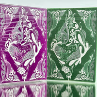 Floral 2 Deck Set GREEN PURPLE Playing Cards