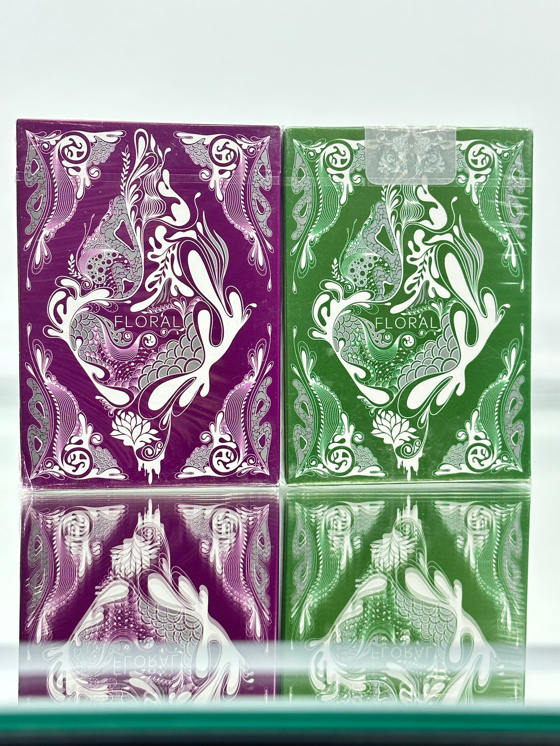 Floral 2 Deck Set GREEN PURPLE Playing Cards