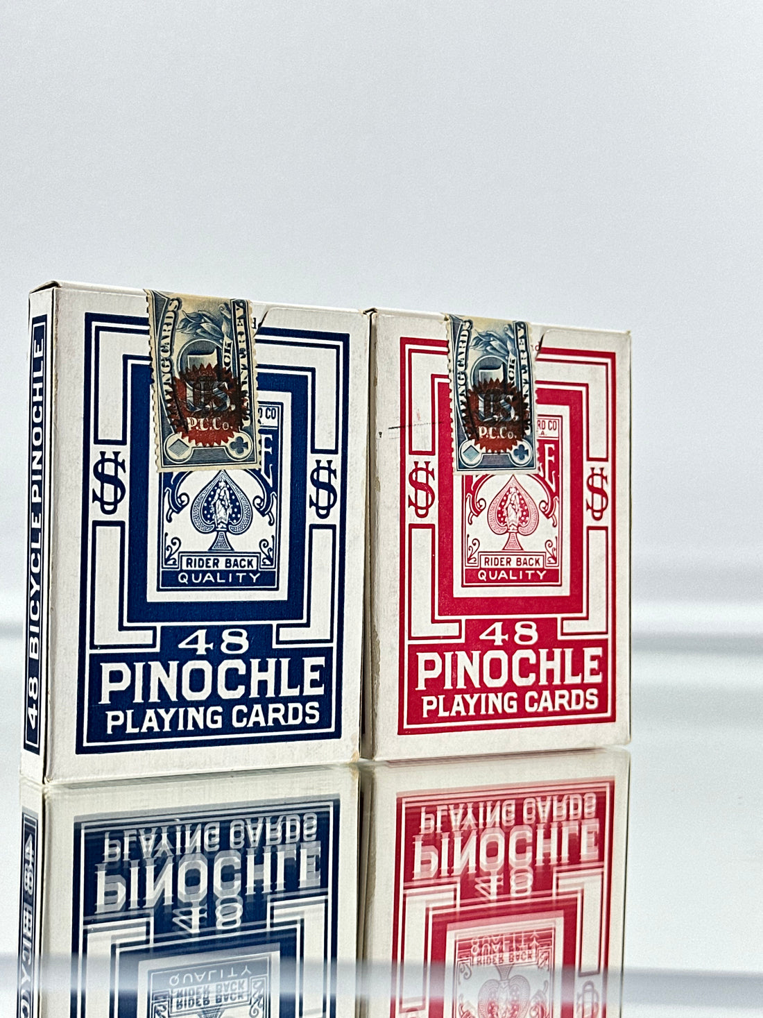 Bicycle Pinochle 48 Playing Cards Set (Blue, Red)