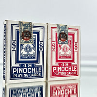 Bicycle Pinochle 48 Playing Cards Set (Blue, Red)