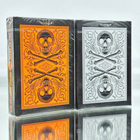 Bicycle Skull Metallic Playing Cards Set (Orange And Metallic Silver) USPCC