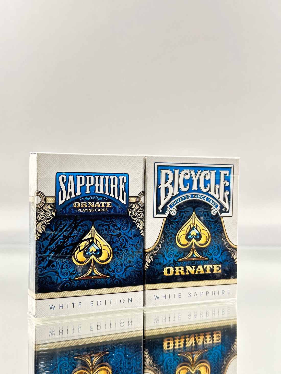 Bicycle And Unbranded Ornate White Sapphire Playing Cards Set USPCC (SIGNED)