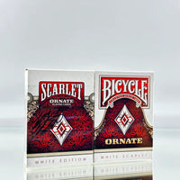 Bicycle And Unbranded Ornate White Scarlet Playing Cards Set USPCC (SIGNED)