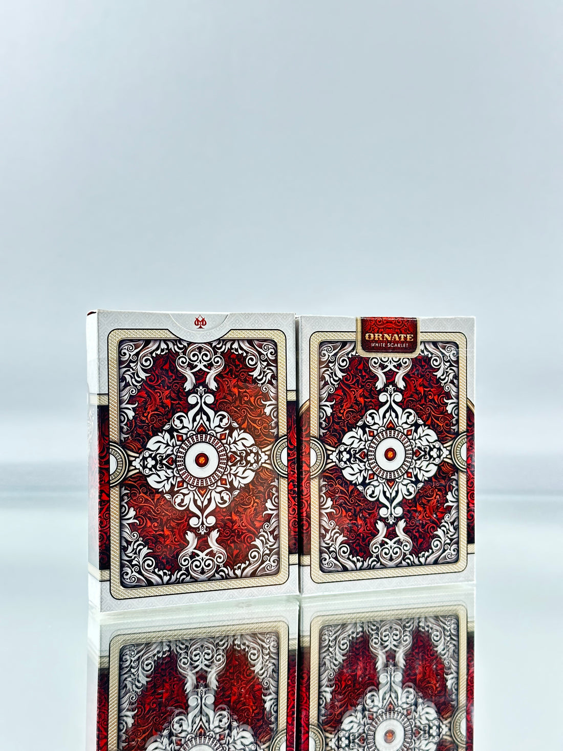 Bicycle And Unbranded Ornate White Scarlet Playing Cards Set USPCC (SIGNED)