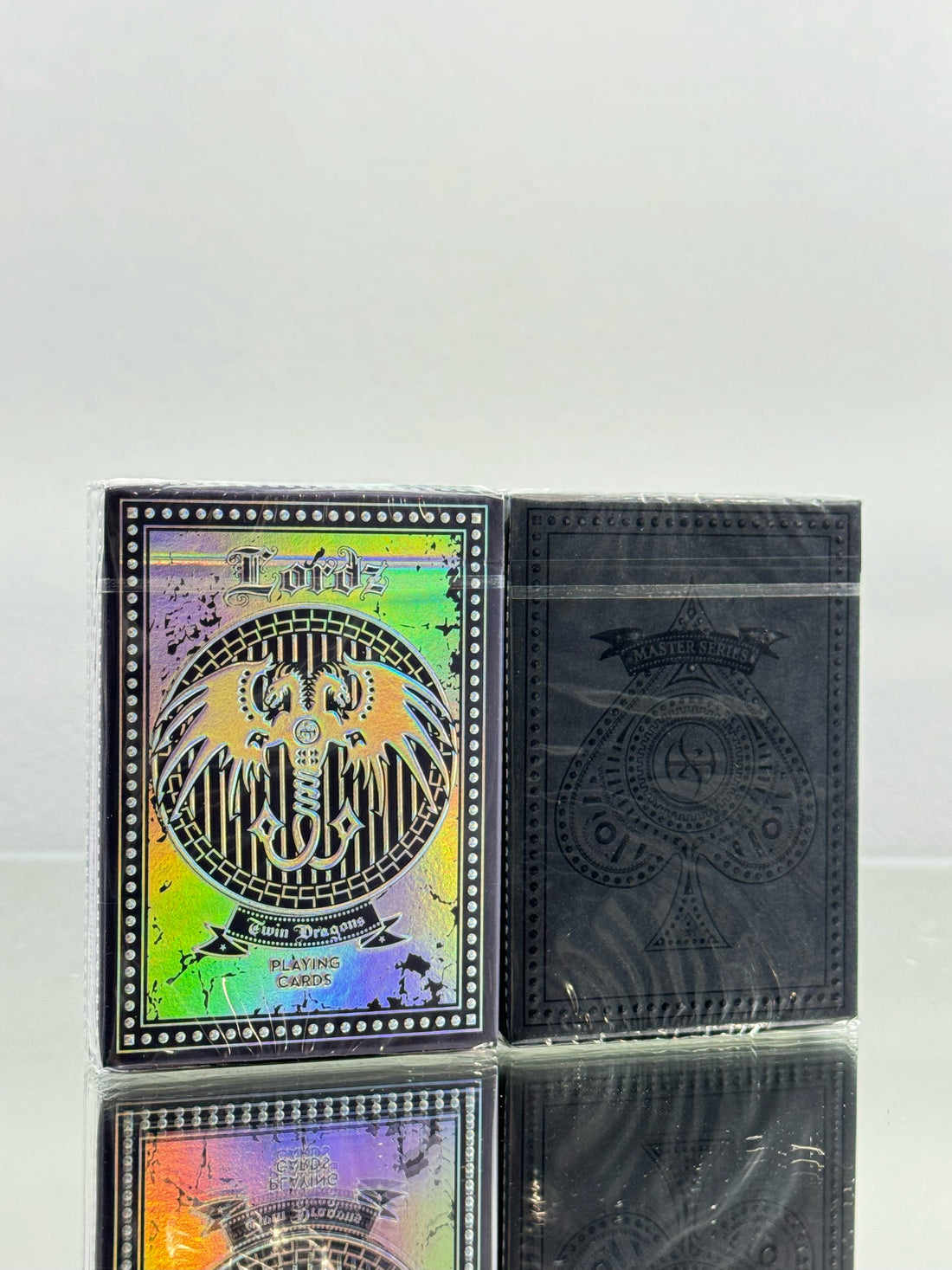 Lordz Twin Dragons Holographic Foil And Black Platinum With Black Foil Playing Cards Set By De&