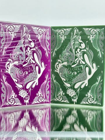 Floral 2 Deck Set GREEN PURPLE Playing Cards