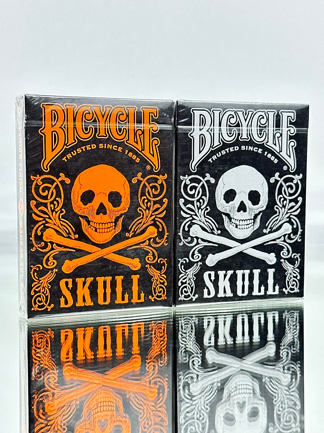 Bicycle Skull Metallic Playing Cards Set (Orange And Metallic Silver) USPCC