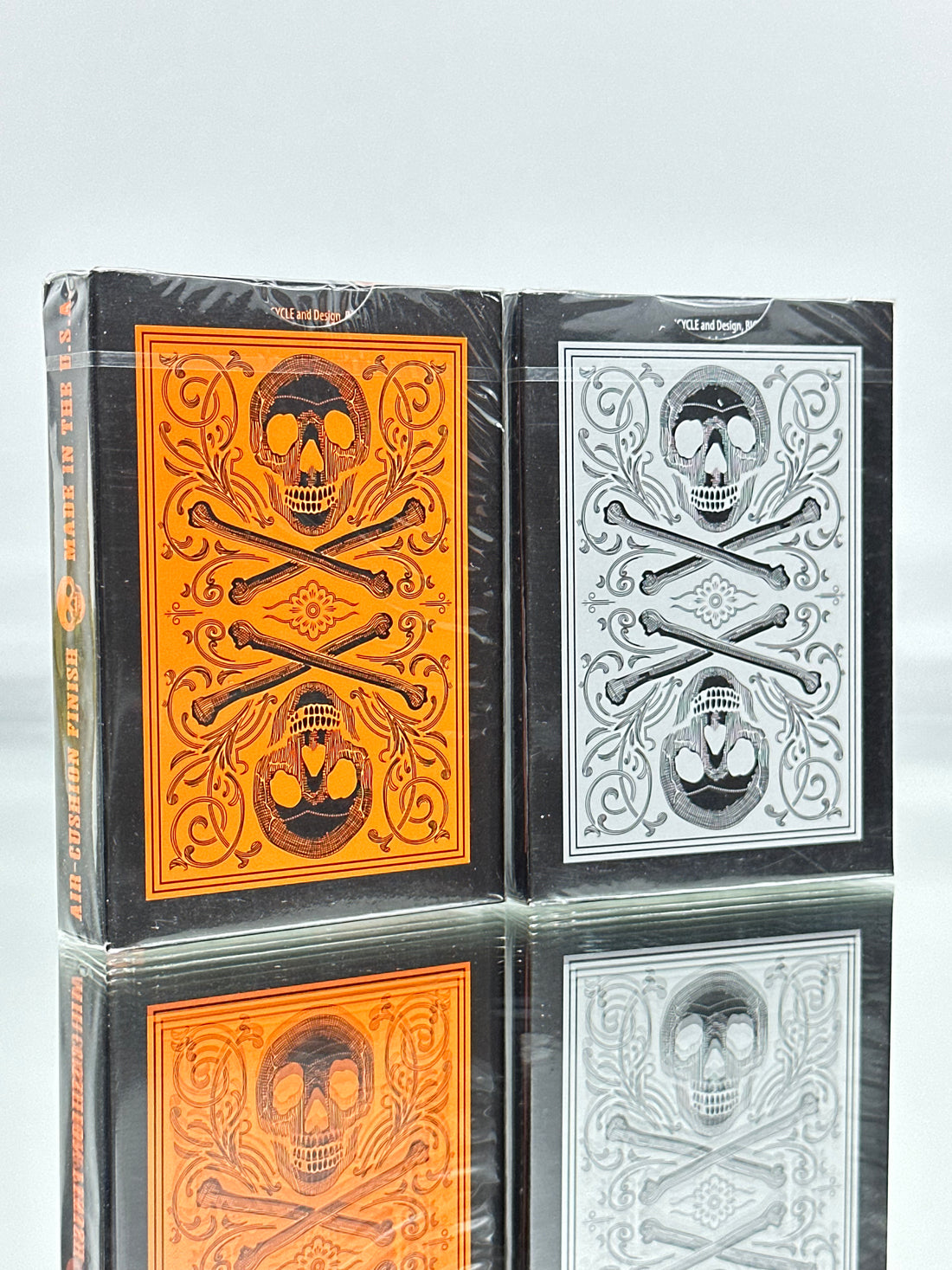 Bicycle Skull Metallic Playing Cards Set (Orange And Metallic Silver) USPCC