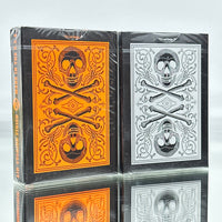 Bicycle Skull Metallic Playing Cards Set (Orange And Metallic Silver) USPCC