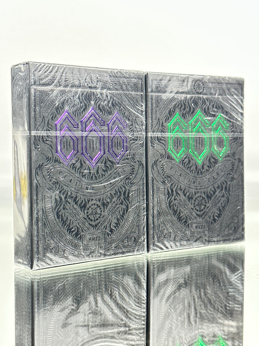 666 Emerald Hellfire & Purple Inferno Playing Cards 2 Deck Set Cartamundi