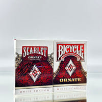 Bicycle And Unbranded Ornate White Scarlet Playing Cards Set USPCC (SIGNED)