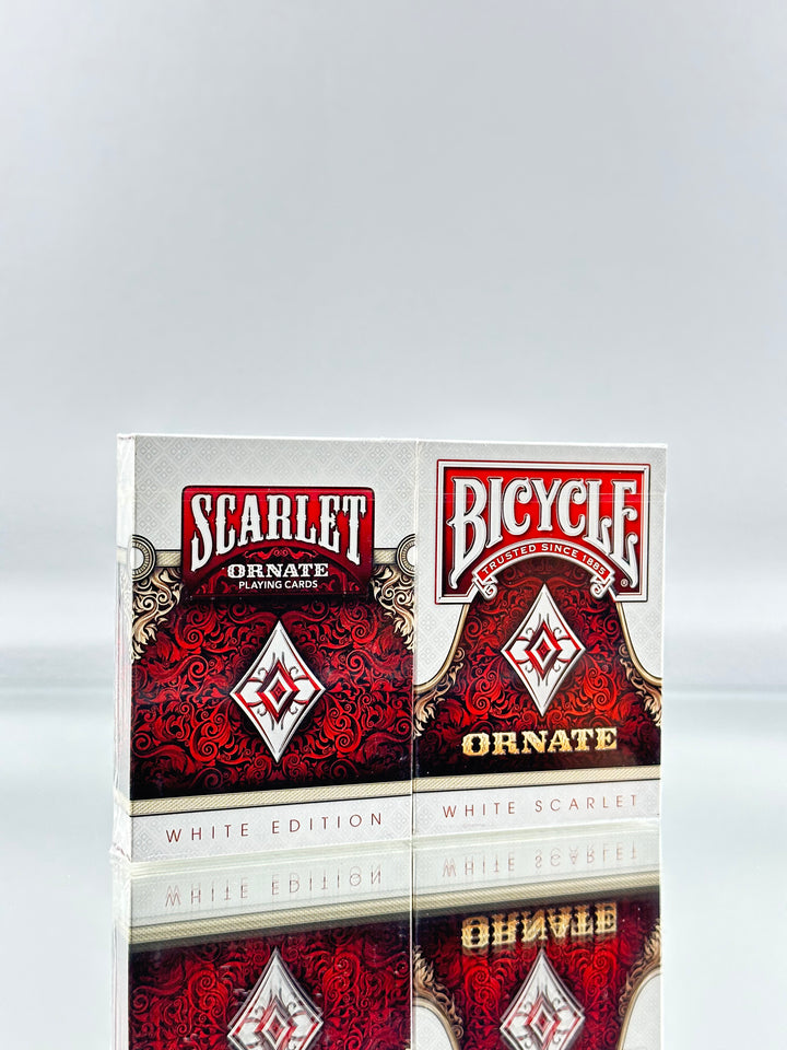 Bicycle And Unbranded Ornate White Scarlet Playing Cards Set USPCC