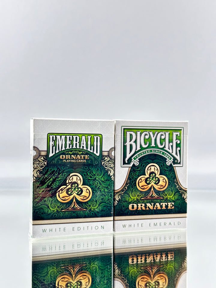 Bicycle And Unbranded Ornate White Emerald Playing Cards Set USPCC (SIGNED)
