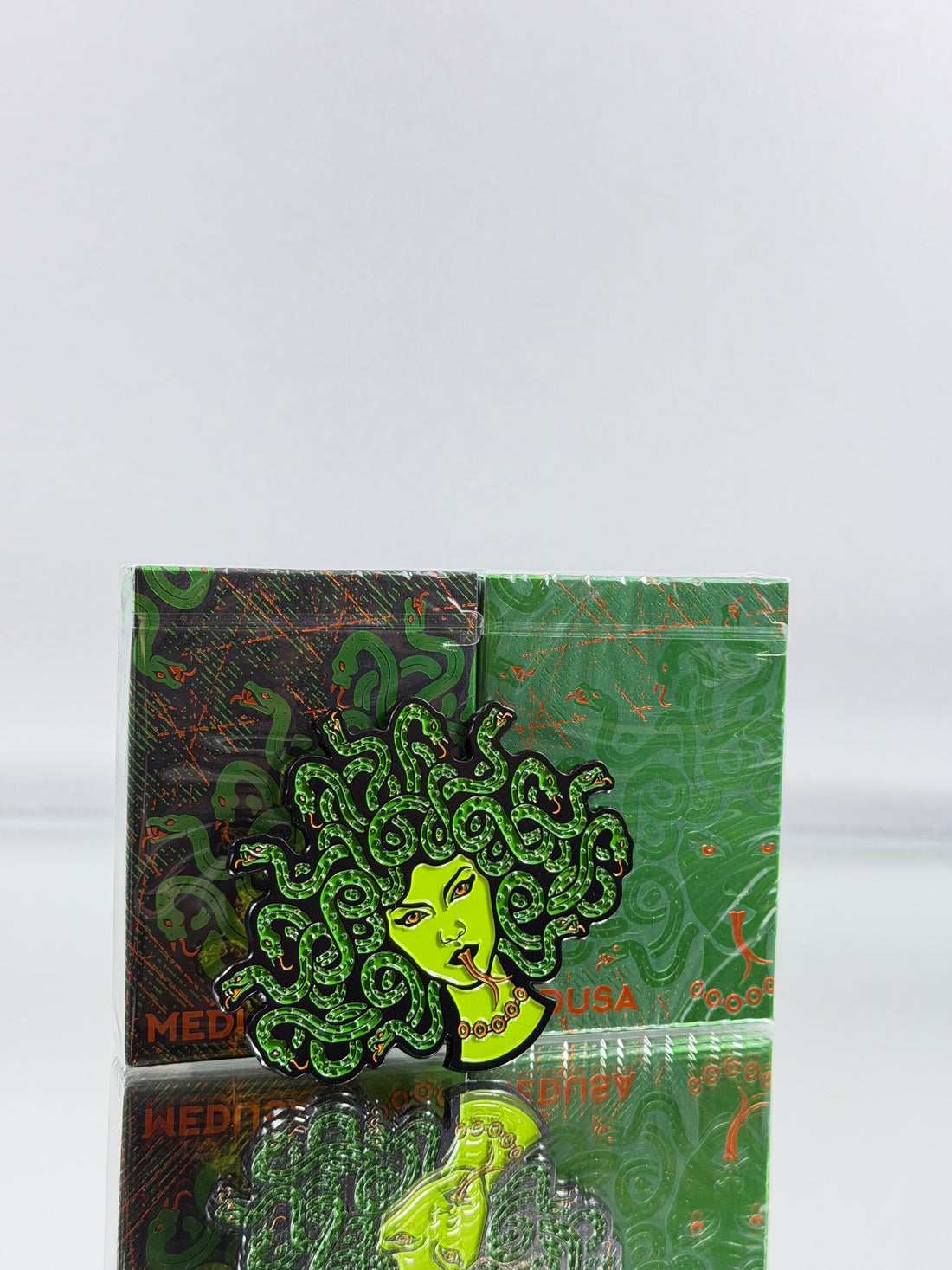 Medusa Black And Green Playing Cards Set (Coin Included)