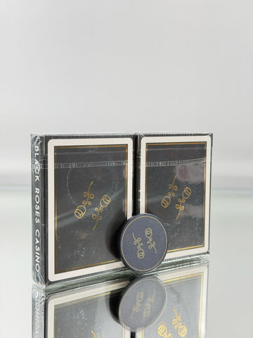 Black Roses Gold Gilded And Gold Foil Casino Edition Playing Cards Set