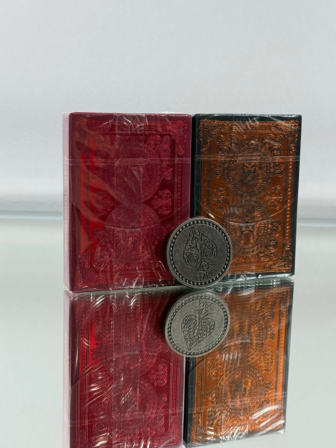 Greek Gods Red And Black Gilded Playing Cards Set (Coin Included)