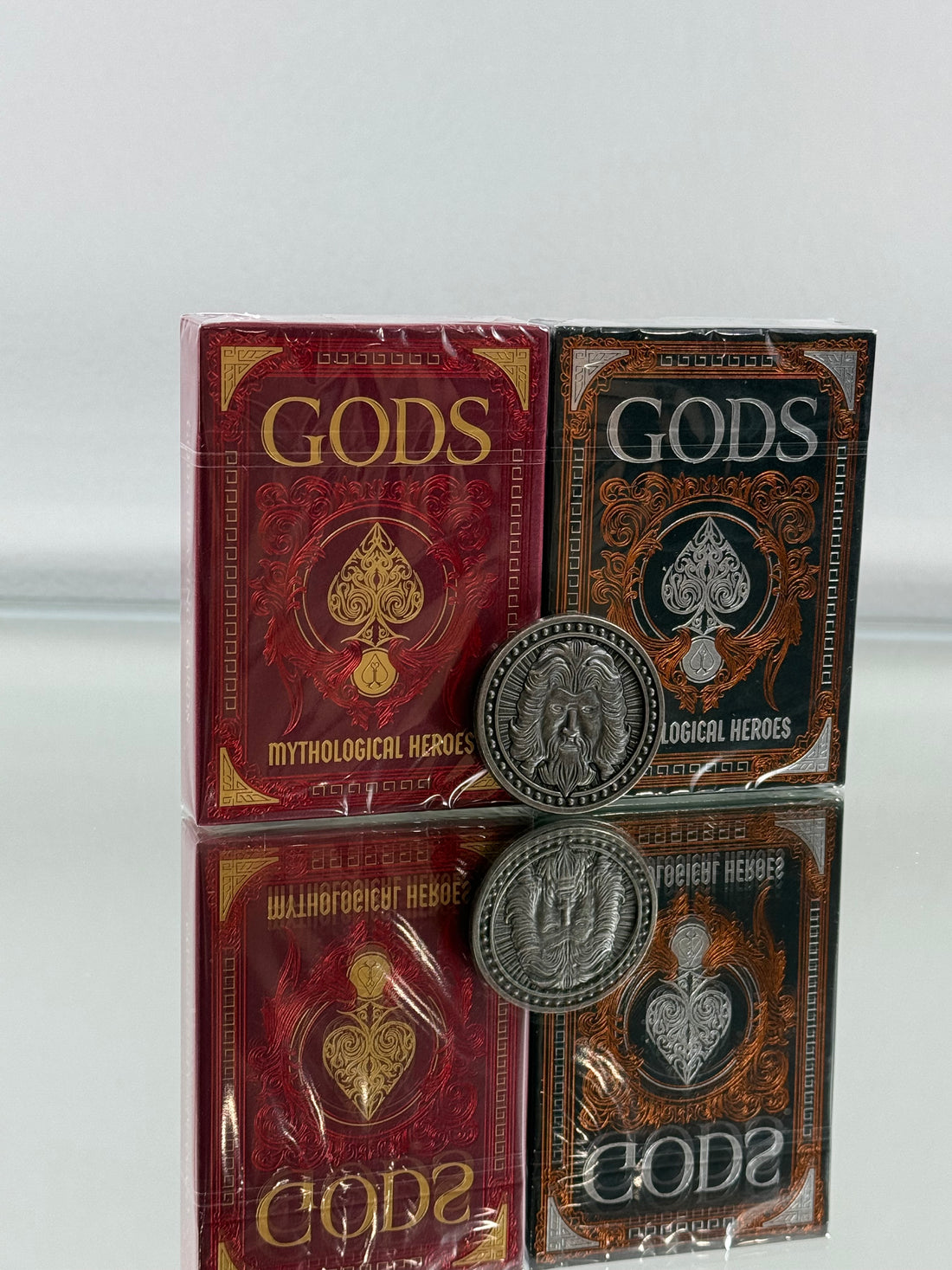 Greek Gods Red And Black Gilded Playing Cards Collectors Box Set (Coin Included)